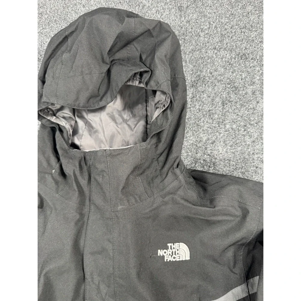 The North Face HyVent Rain Jacket Youth XL Black Hooded Reflective Coat